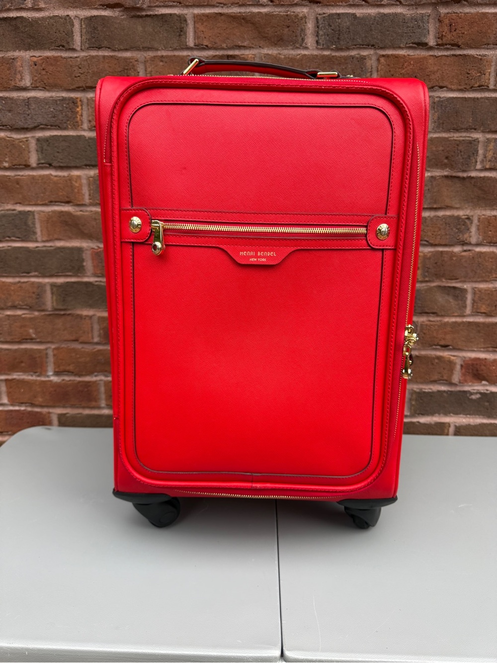 Henri Bendel New York Red Spinner Carry-On Suitcase Luggage